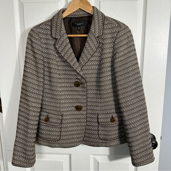 Talbots Jackets & Blazers - Beautiful Talbots blazer, size 10, wool/cotton, faux leather trim, academia